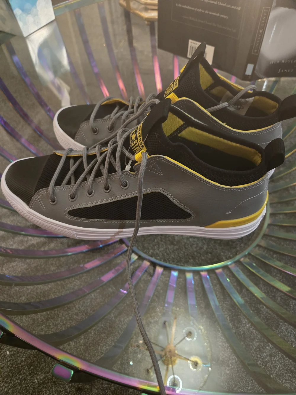 Converse Black, Gray & Yellow High-Top Sneakers Men Size 11.5 - Picture 4 of 10